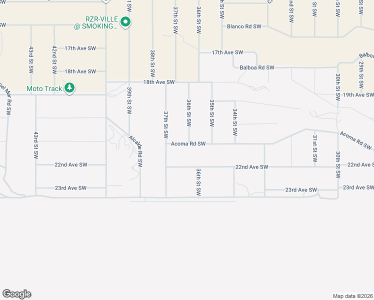 map of restaurants, bars, coffee shops, grocery stores, and more near 3610 Acoma Road Southwest in Rio Rancho