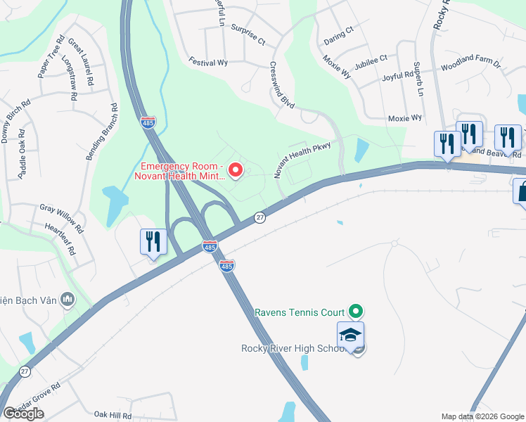 map of restaurants, bars, coffee shops, grocery stores, and more near 11733-11787 Albemarle Road in Charlotte