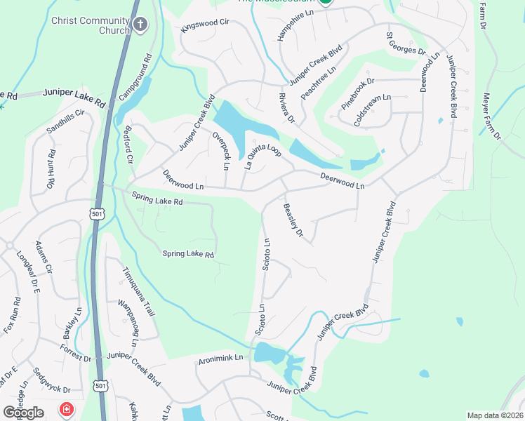 map of restaurants, bars, coffee shops, grocery stores, and more near 51 Scioto Lane in Pinehurst
