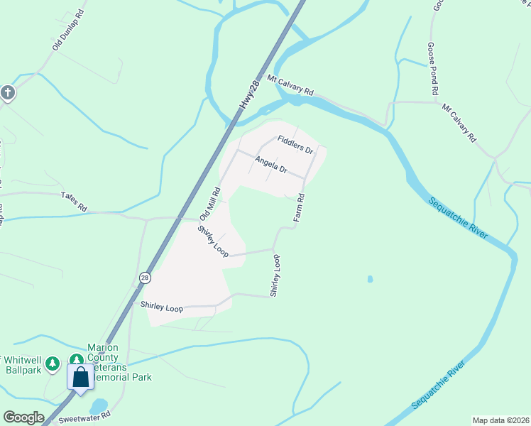 map of restaurants, bars, coffee shops, grocery stores, and more near 248 Old Mill Road in Whitwell