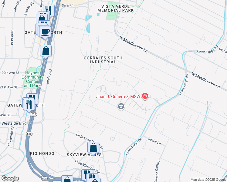 map of restaurants, bars, coffee shops, grocery stores, and more near 6 Santa Ana Trail North in Corrales