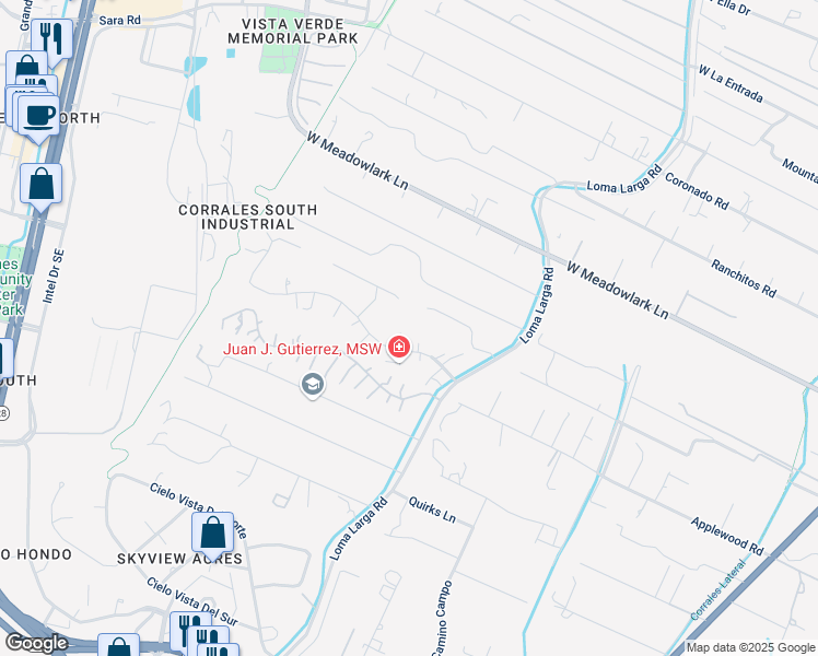 map of restaurants, bars, coffee shops, grocery stores, and more near 4 Mesquite Place Northwest in Corrales