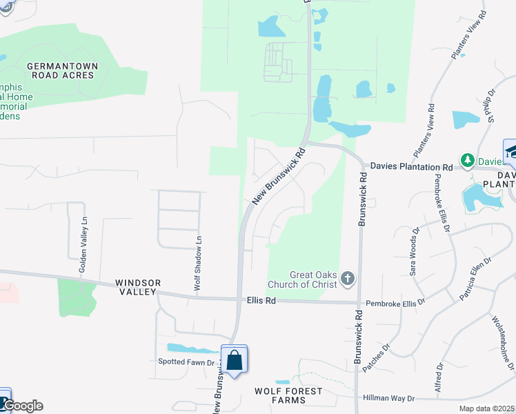 map of restaurants, bars, coffee shops, grocery stores, and more near 3511 Ballard Drive in Memphis