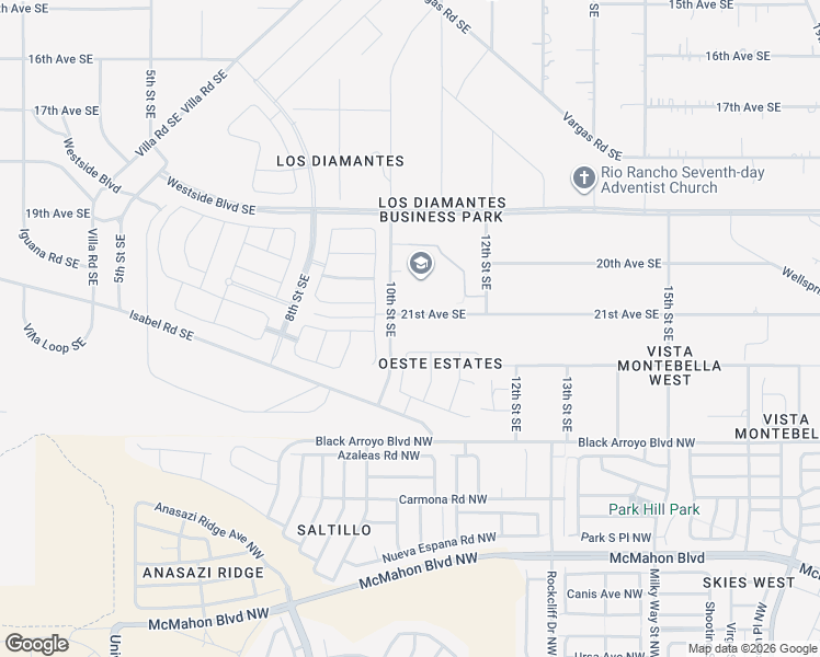 map of restaurants, bars, coffee shops, grocery stores, and more near 1010 21st Street Northwest in Rio Rancho