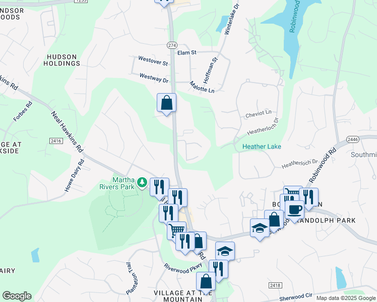 map of restaurants, bars, coffee shops, grocery stores, and more near 2808 Union Road in Gastonia