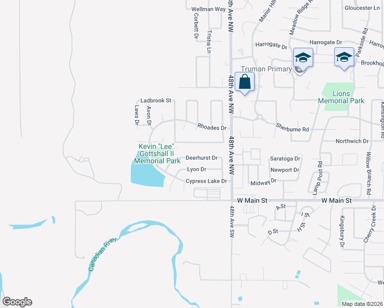 map of restaurants, bars, coffee shops, grocery stores, and more near 5013 Deerhurst Drive in Norman