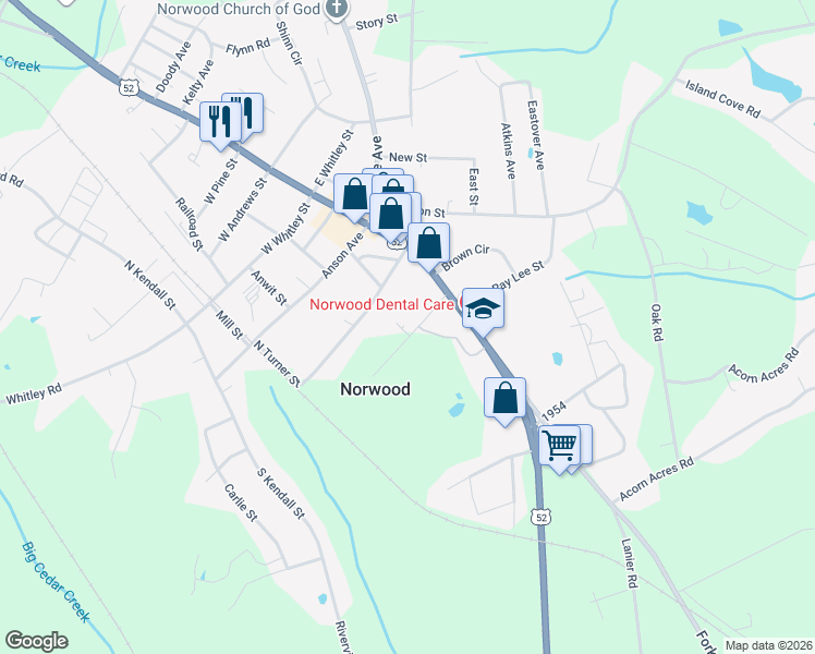 map of restaurants, bars, coffee shops, grocery stores, and more near 142 College Street in Norwood