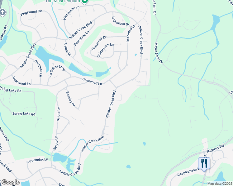 map of restaurants, bars, coffee shops, grocery stores, and more near 126 Juniper Creek Boulevard in Pinehurst