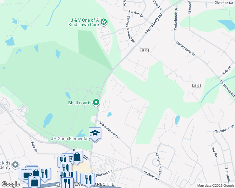 map of restaurants, bars, coffee shops, grocery stores, and more near 9342 Sloan Forest Drive in Charlotte