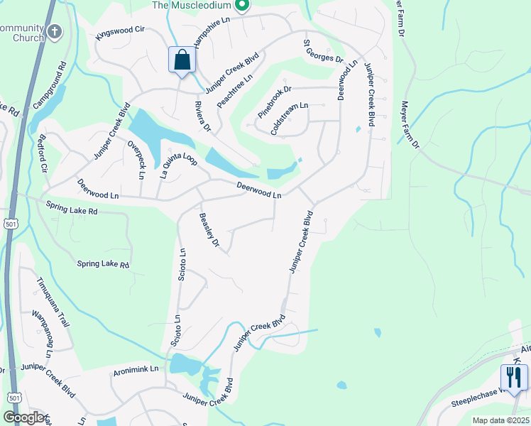 map of restaurants, bars, coffee shops, grocery stores, and more near 11 Greenbrier Lane in Pinehurst