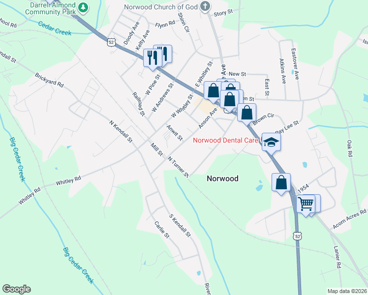 map of restaurants, bars, coffee shops, grocery stores, and more near 263 Anson Avenue in Norwood
