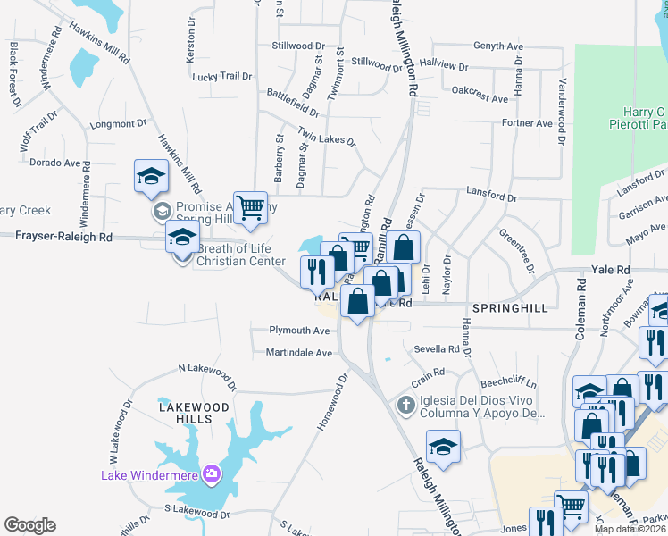 map of restaurants, bars, coffee shops, grocery stores, and more near 4014 Frayser-Raleigh Road in Memphis
