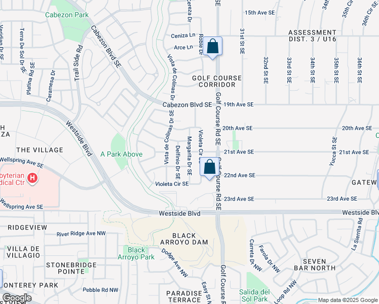map of restaurants, bars, coffee shops, grocery stores, and more near 21st Avenue Southeast in Rio Rancho