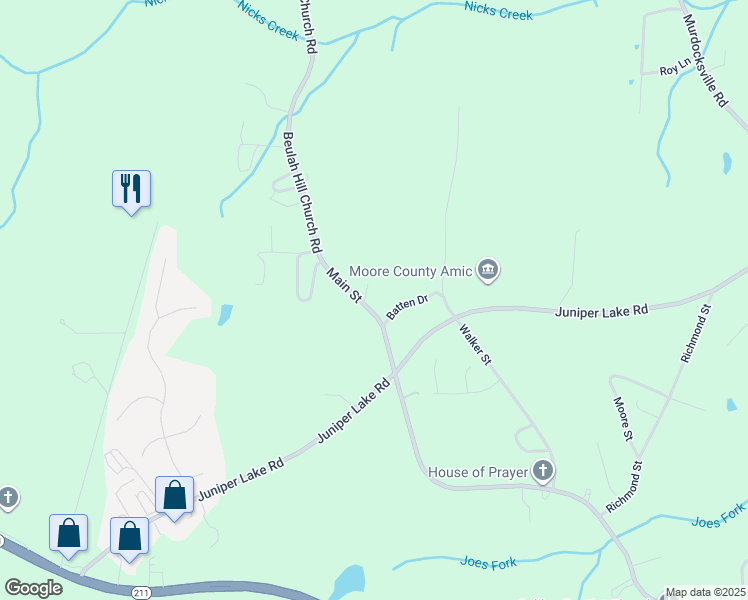 map of restaurants, bars, coffee shops, grocery stores, and more near 7533 Main Street in Taylortown