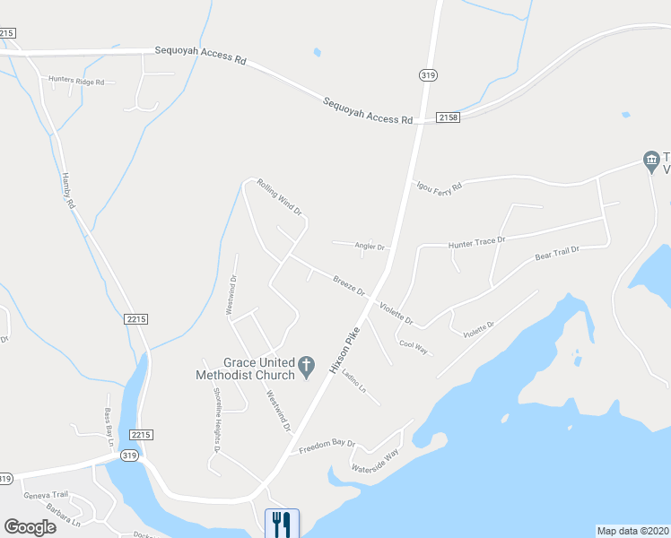 map of restaurants, bars, coffee shops, grocery stores, and more near 1907 Breeze Drive in Soddy-Daisy