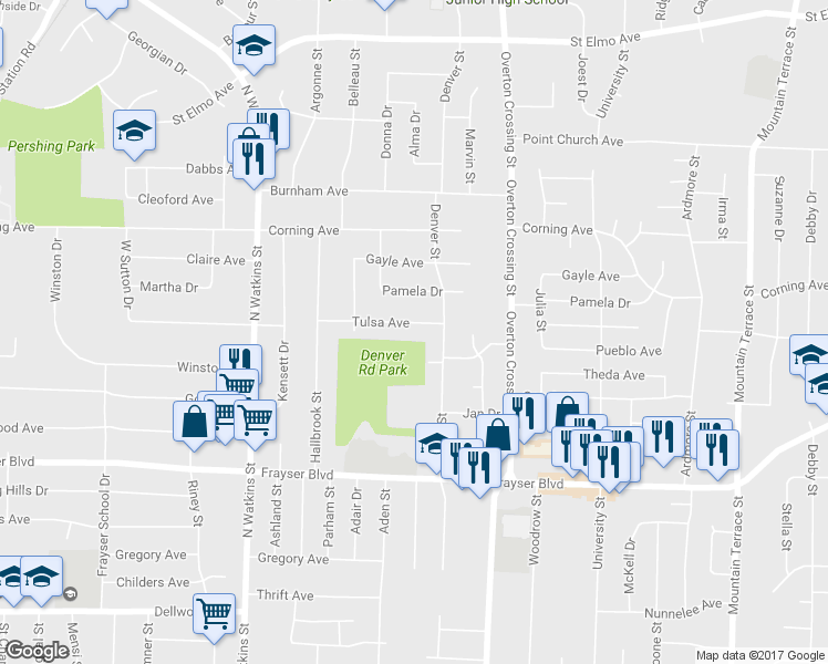 map of restaurants, bars, coffee shops, grocery stores, and more near 2003 Tulsa Ave in Memphis