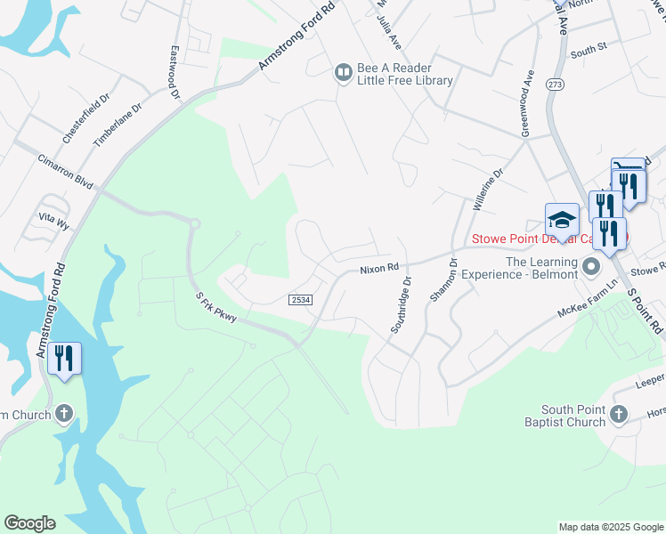 map of restaurants, bars, coffee shops, grocery stores, and more near Calico Place Way in Belmont
