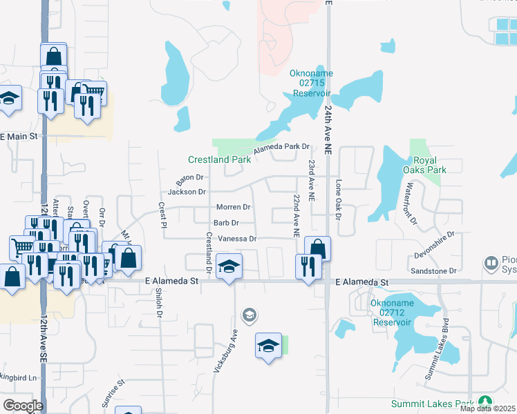 map of restaurants, bars, coffee shops, grocery stores, and more near 233 Cindy Avenue in Norman