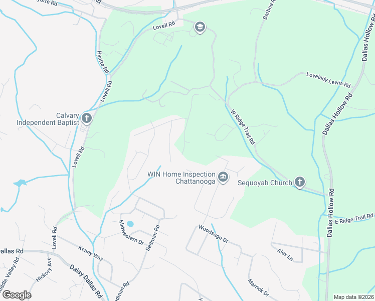 map of restaurants, bars, coffee shops, grocery stores, and more near 9086 Robert Garland View in Soddy-Daisy