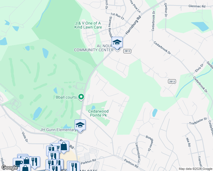 map of restaurants, bars, coffee shops, grocery stores, and more near in Charlotte