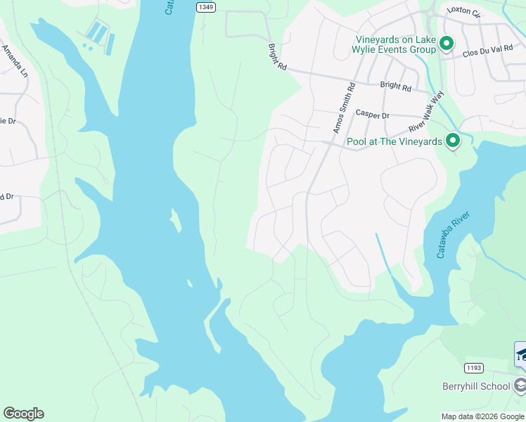 map of restaurants, bars, coffee shops, grocery stores, and more near 5350 Amos Smith Road in Charlotte