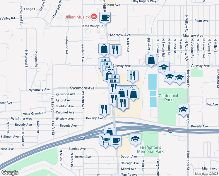 map of restaurants, bars, coffee shops, grocery stores, and more near 3397 Stockton Hill Road in Kingman