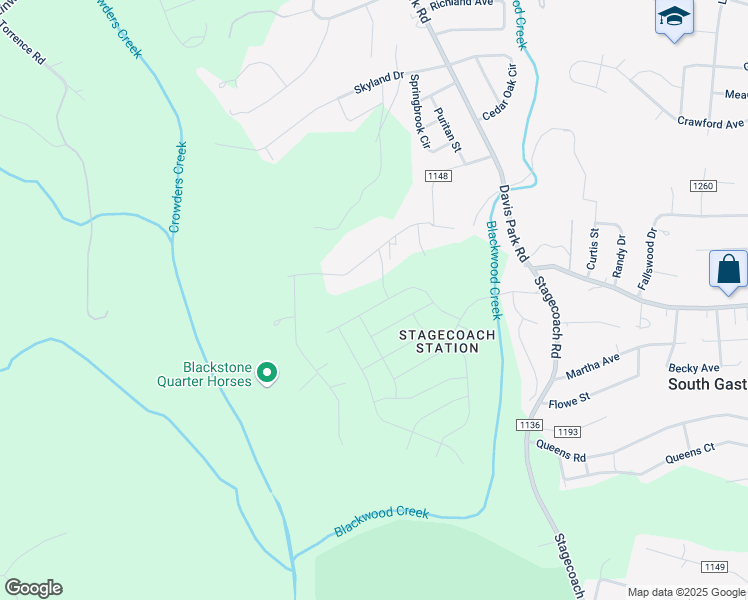 map of restaurants, bars, coffee shops, grocery stores, and more near 2738 Penny Park Drive in Gastonia