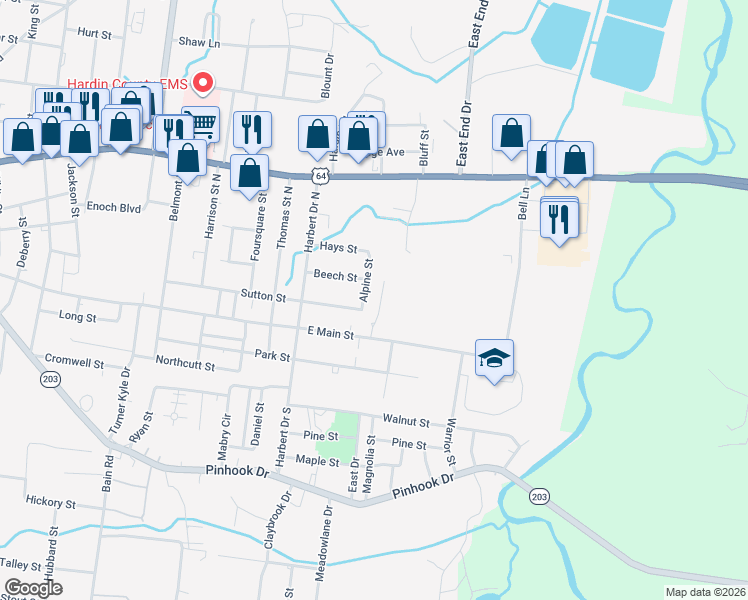 map of restaurants, bars, coffee shops, grocery stores, and more near 435 Beech Street in Savannah
