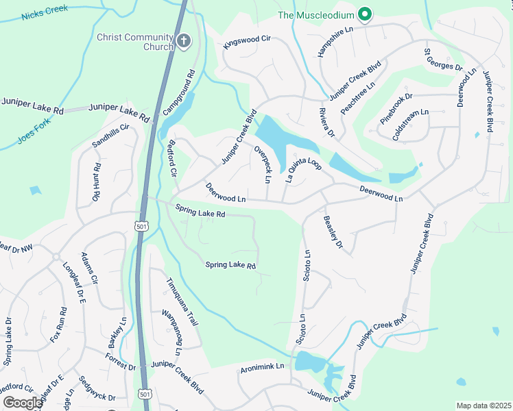 map of restaurants, bars, coffee shops, grocery stores, and more near 22 Deerwood Lane in Pinehurst