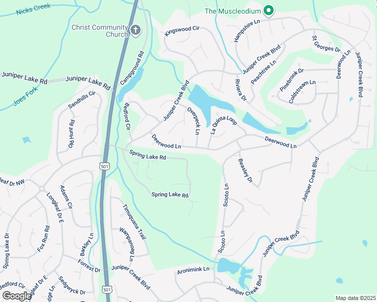 map of restaurants, bars, coffee shops, grocery stores, and more near 22 Deerwood Lane in Pinehurst
