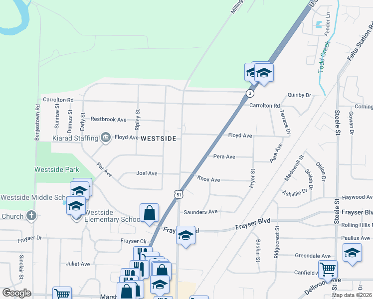 map of restaurants, bars, coffee shops, grocery stores, and more near 3559 Millington Road in Memphis