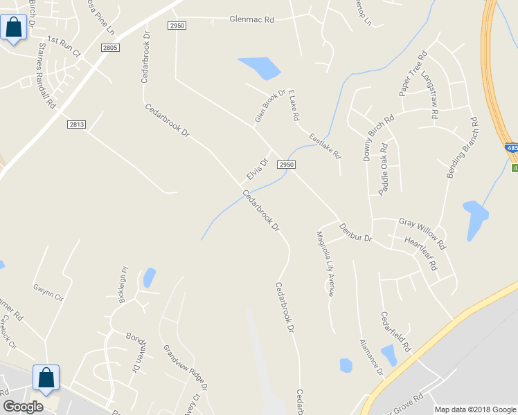 map of restaurants, bars, coffee shops, grocery stores, and more near 7745 Cedarbrook Drive in Charlotte