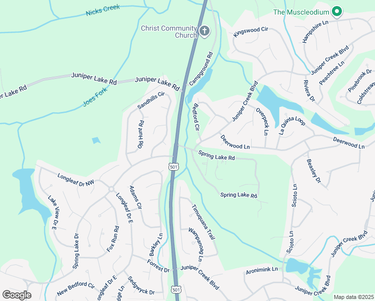map of restaurants, bars, coffee shops, grocery stores, and more near 120 Spring Lake Road in Pinehurst