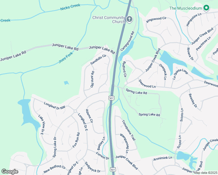 map of restaurants, bars, coffee shops, grocery stores, and more near 5 Vail Place in Pinehurst