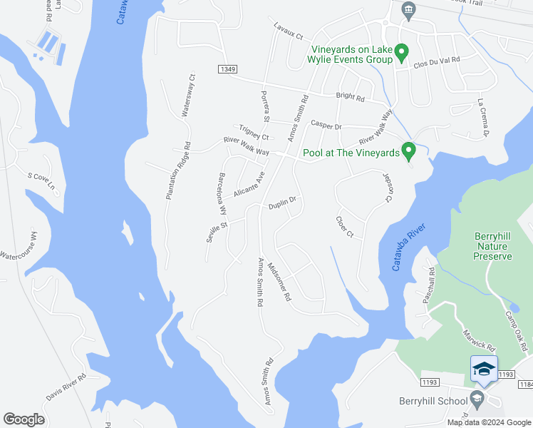 map of restaurants, bars, coffee shops, grocery stores, and more near 5335-5699 Amos Smith Road in Charlotte