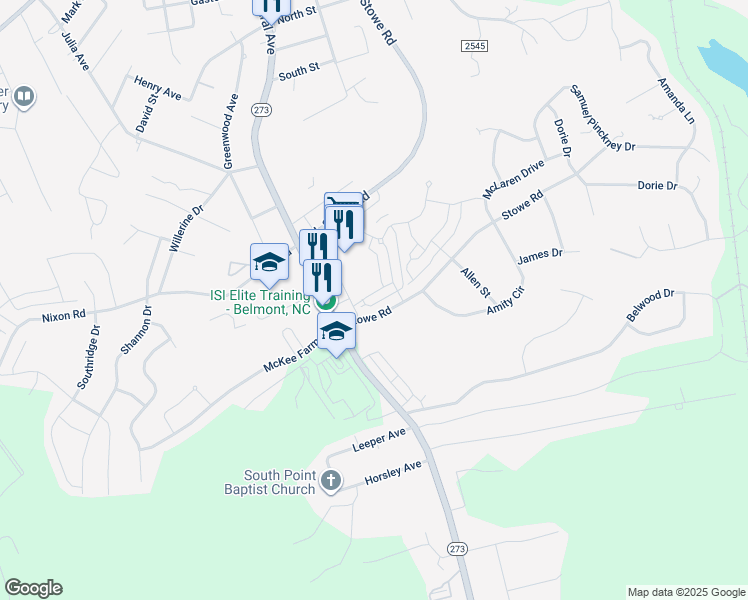 map of restaurants, bars, coffee shops, grocery stores, and more near 540 Laurel Walk Lane in Belmont