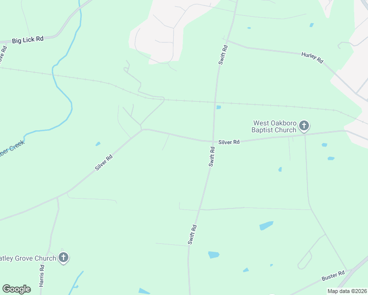 map of restaurants, bars, coffee shops, grocery stores, and more near 16554 Silver Road in Oakboro