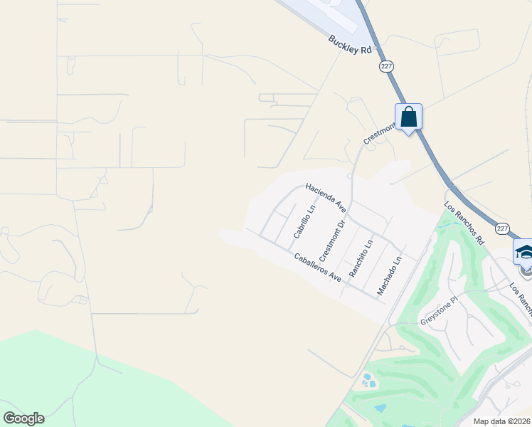 map of restaurants, bars, coffee shops, grocery stores, and more near 225 Hacienda Avenue in San Luis Obispo