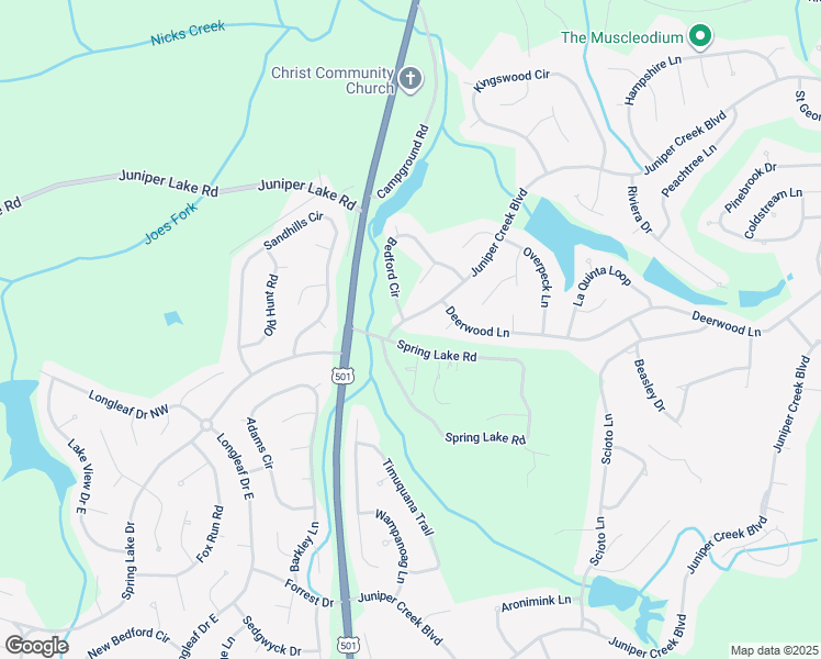 map of restaurants, bars, coffee shops, grocery stores, and more near 319 Juniper Creek Boulevard in Pinehurst
