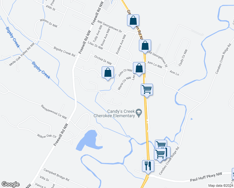 map of restaurants, bars, coffee shops, grocery stores, and more near 2705 Alvin Court Northwest in Cleveland