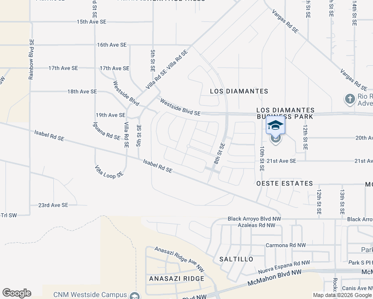 map of restaurants, bars, coffee shops, grocery stores, and more near 2113 7th Street Southeast in Rio Rancho