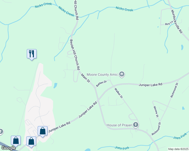 map of restaurants, bars, coffee shops, grocery stores, and more near 7533 Main Street in Taylortown