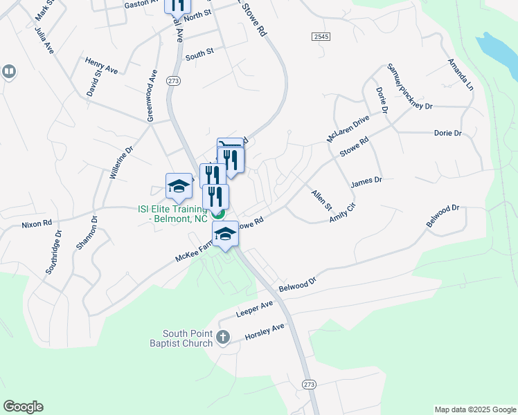 map of restaurants, bars, coffee shops, grocery stores, and more near 540 Laurel Walk Lane in Belmont