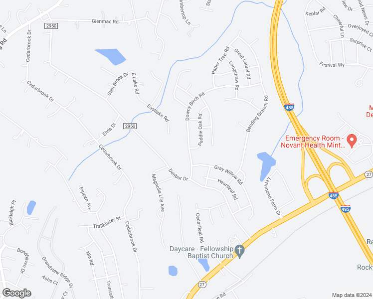 map of restaurants, bars, coffee shops, grocery stores, and more near 11731 Downy Birch Road in Charlotte