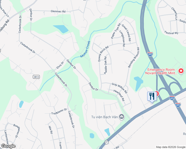 map of restaurants, bars, coffee shops, grocery stores, and more near 11107 East Lake Road in Charlotte