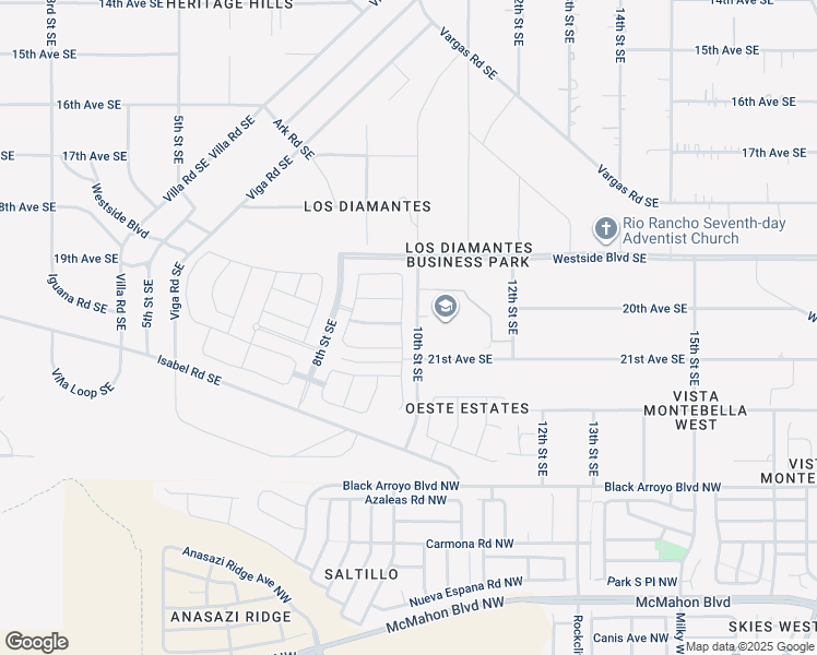 map of restaurants, bars, coffee shops, grocery stores, and more near 2109 10th Street Southeast in Rio Rancho