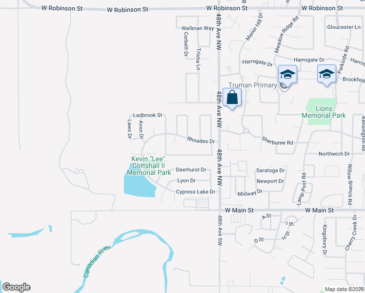 map of restaurants, bars, coffee shops, grocery stores, and more near 304 Portland Court in Norman