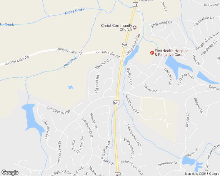 map of restaurants, bars, coffee shops, grocery stores, and more near 5 Vail Place in Pinehurst