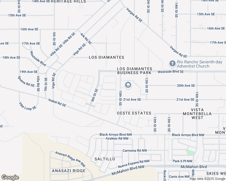map of restaurants, bars, coffee shops, grocery stores, and more near 2109 10th Street Southeast in Rio Rancho