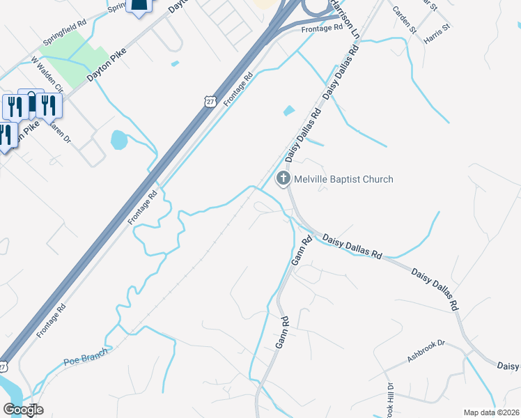 map of restaurants, bars, coffee shops, grocery stores, and more near 9061 Daisy Dallas Road in Soddy-Daisy